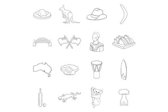 Download Australia Travel Icon Set Outline - Premium Resources