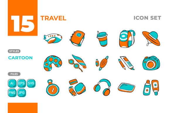 Download Travel Icon Set (Cartoon Style) #01 - Premium Resources