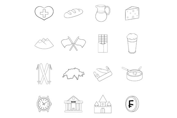Download Switzerland Travel Icon Set Outline - Premium Resources