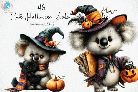 Download Cute Halloween Koala Clipart PNG - Koala Collection