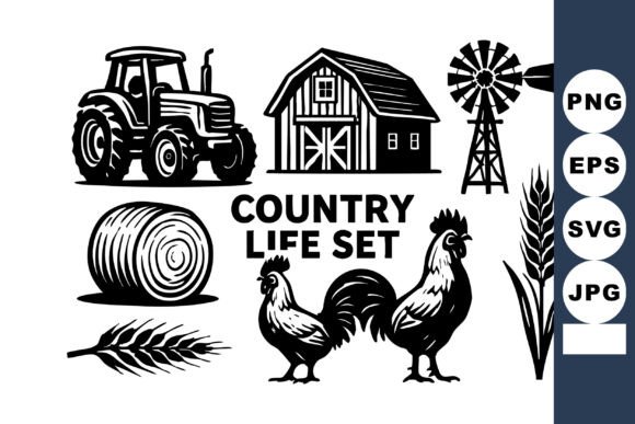 Download Country Life Set with Tractor Barn Windm - Country life Collection